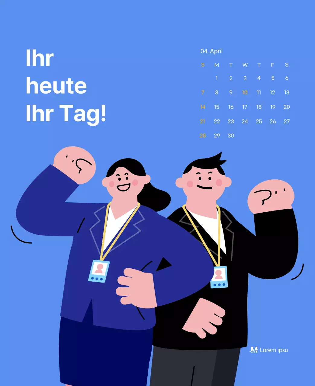Motivationskalender mit energiegeladenen Illustrationen und positiven Zitaten auf hellblauem Hintergrund