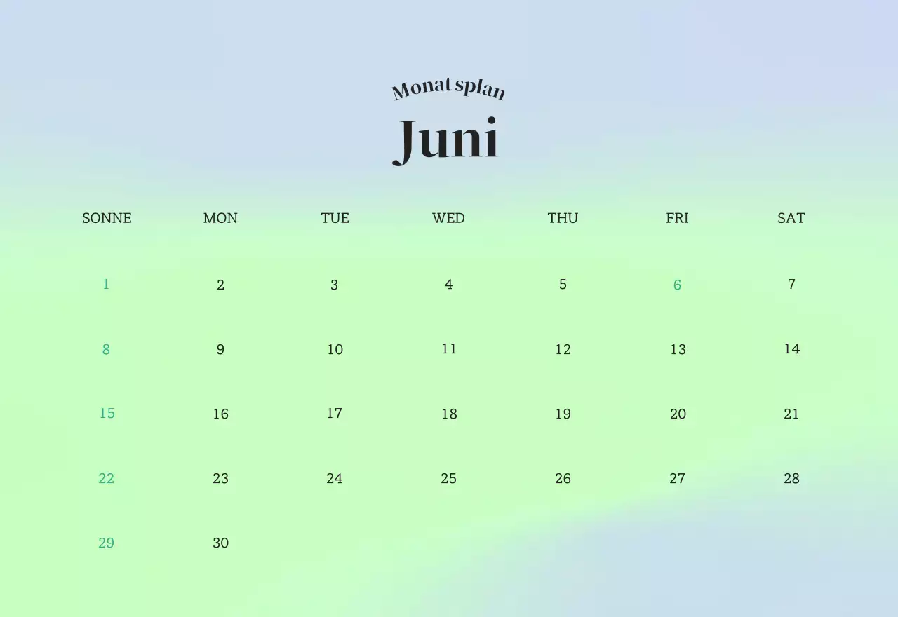 Minimalistischer Kalender mit Farbverlauf