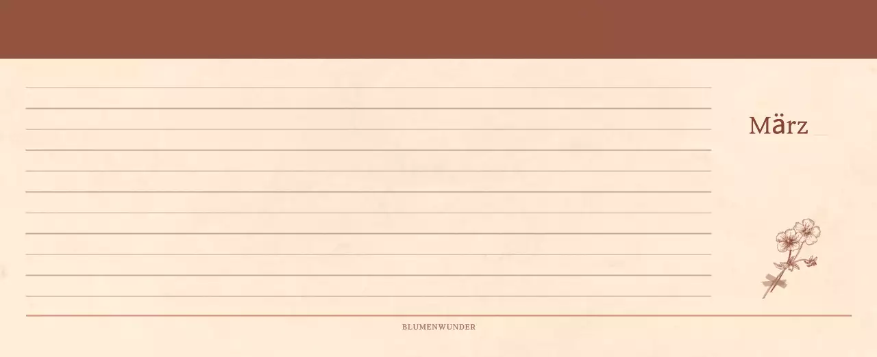 Ein sentimentaler Blumenkalender in hellbraunem und braunem Wollpapierkonzept