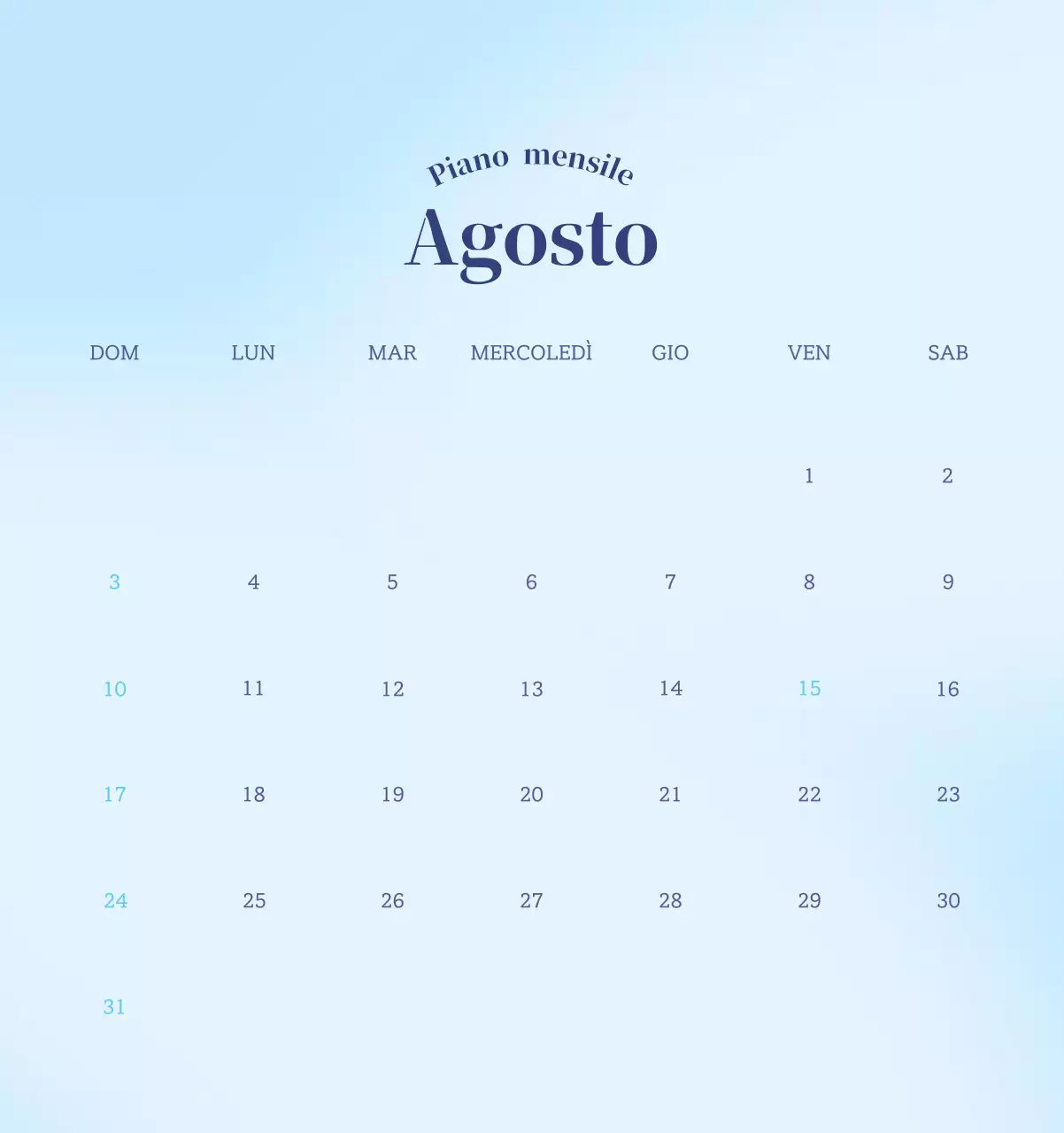 Calendario minimalista a gradi