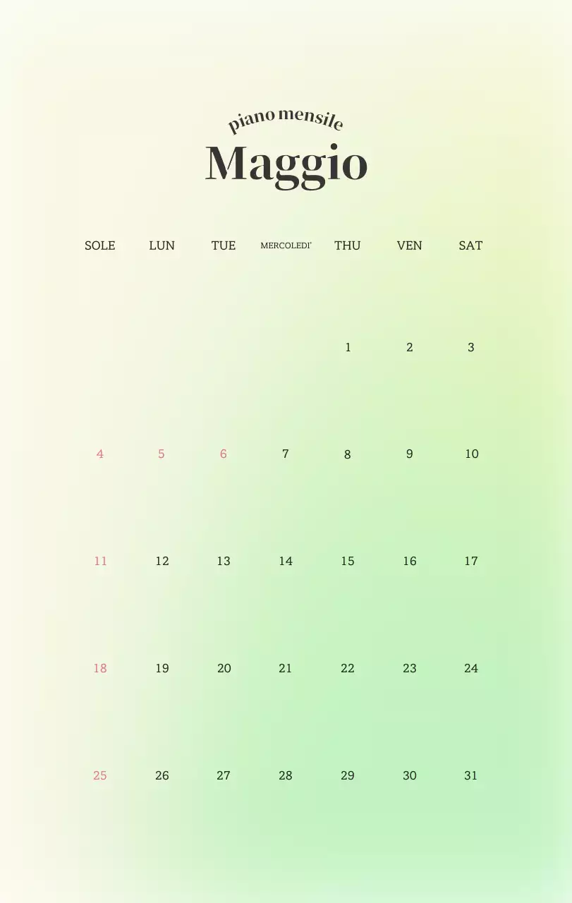 Calendario minimalista a gradi