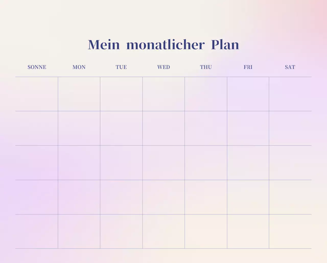 Minimalistischer Kalender mit Farbverlauf