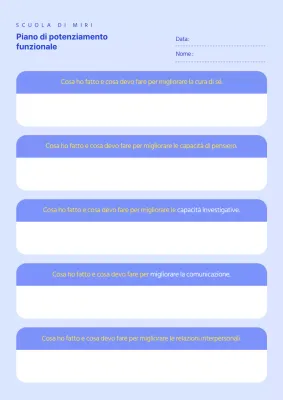 Un semplice piano di potenziamento funzionale di colore azzurro e blu