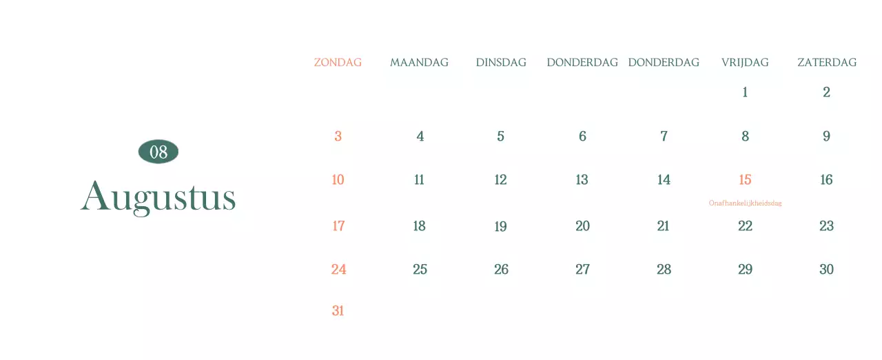 Een moderne cafékalender met aanbevelingen voor de drank van de maand