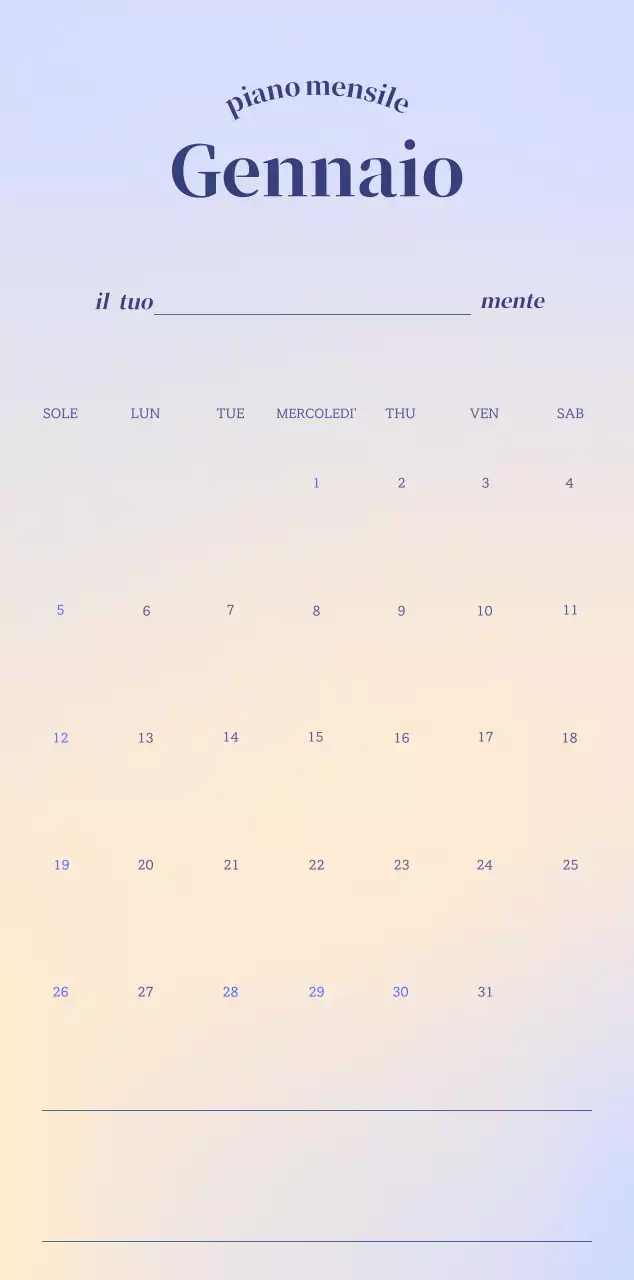 Calendario minimalista a gradi