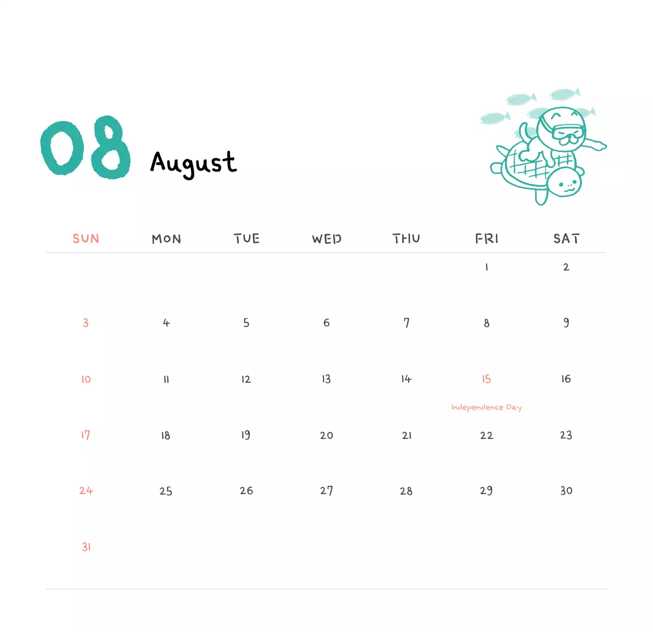 Lịch ngày dễ thương màu ngà