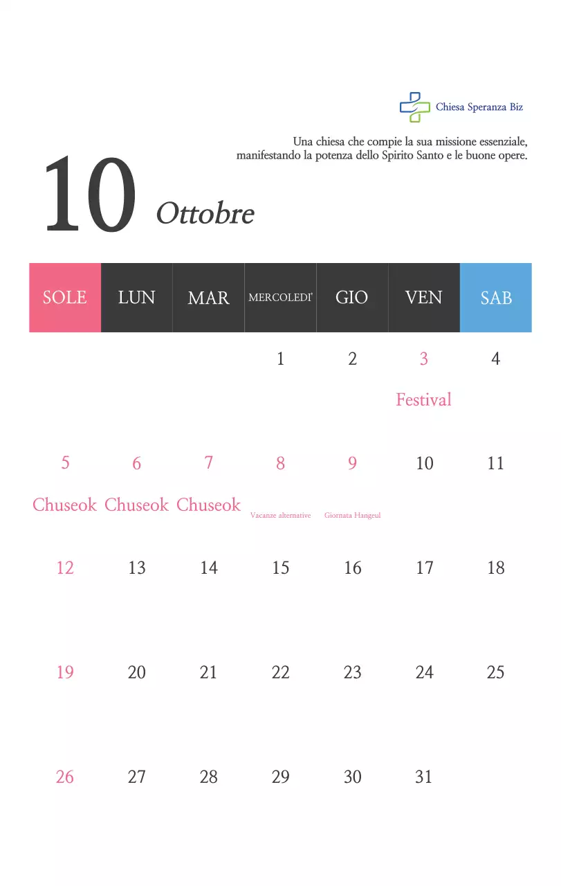 Promozione della chiesa biblica in calligrafia semplice