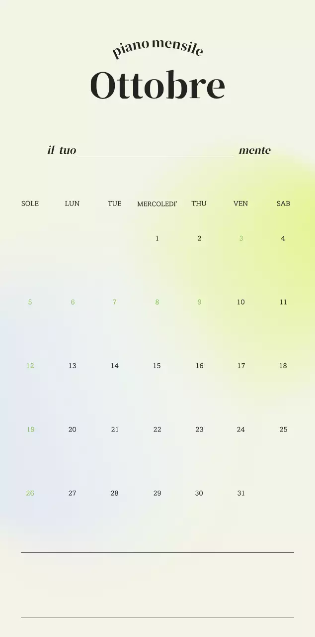 Calendario minimalista a gradi