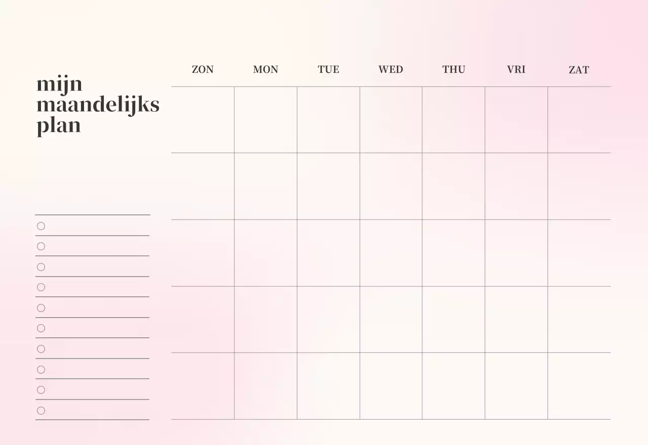 Minimalistische kalender met kleurverloop