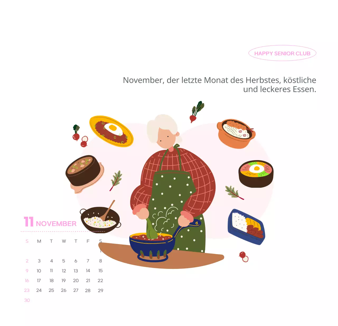 Geschäftskalender mit niedlichen Illustrationen
