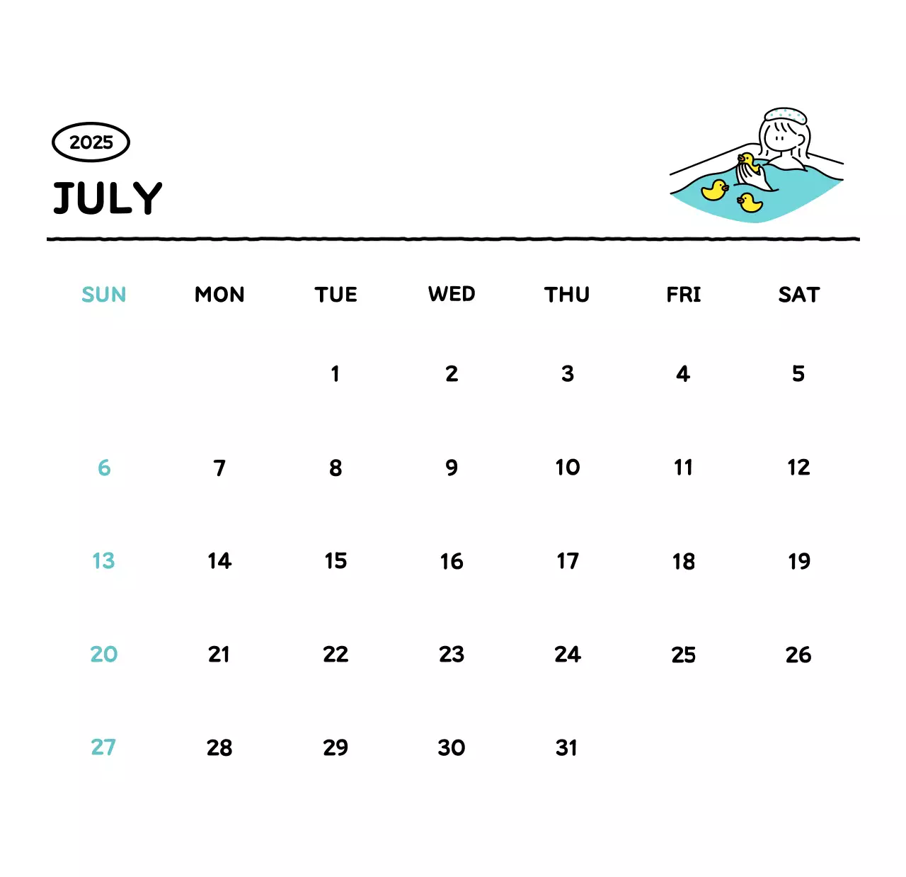 Lịch lịch minh họa phong cách dễ thương