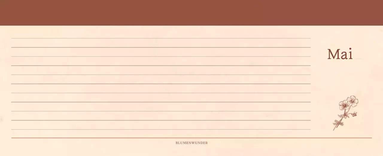 Ein sentimentaler Blumenkalender in hellbraunem und braunem Wollpapierkonzept