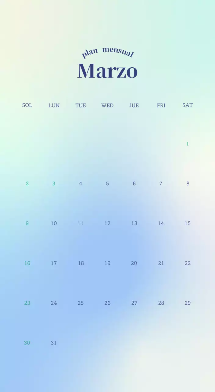 Calendario minimalista degradado