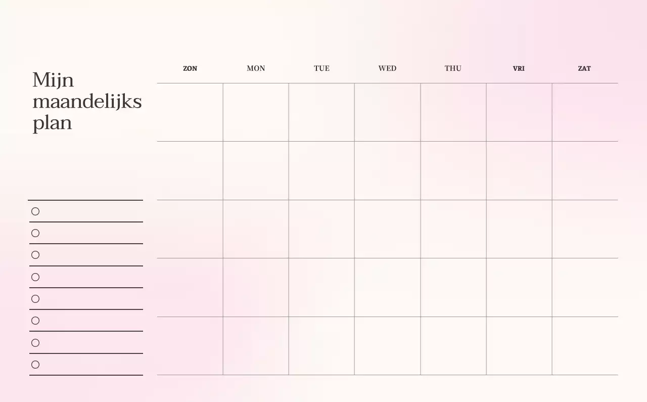 Minimalistische kalender met kleurverloop