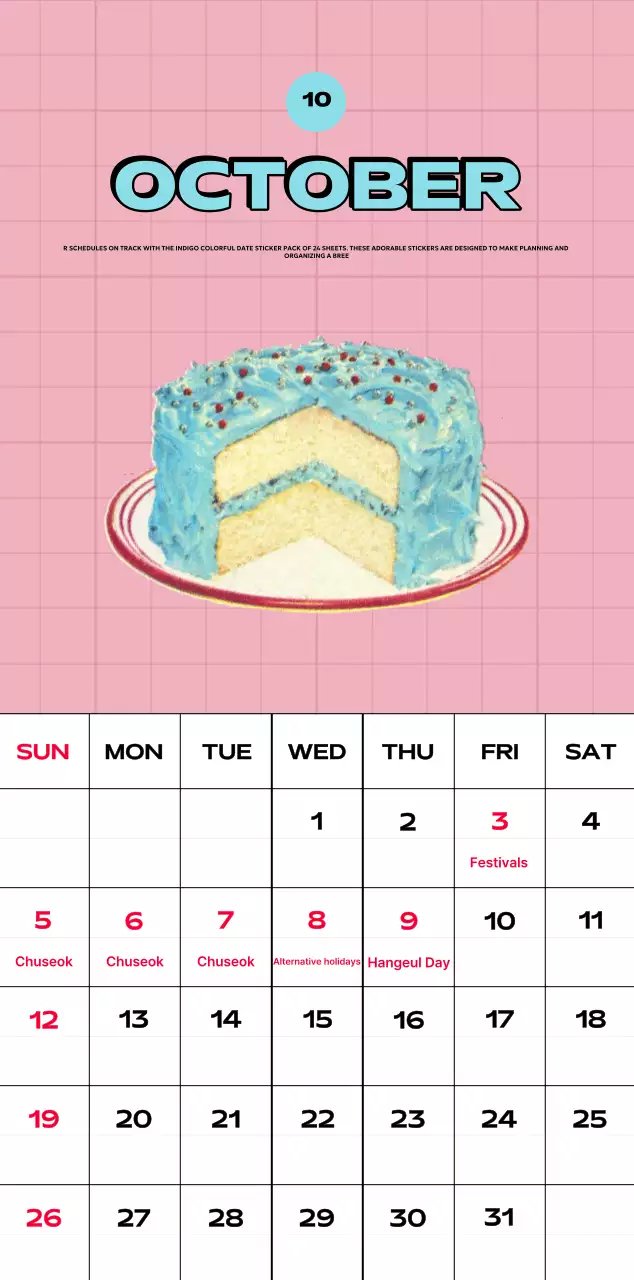 Colorful calendars with a variety of retro illustrations