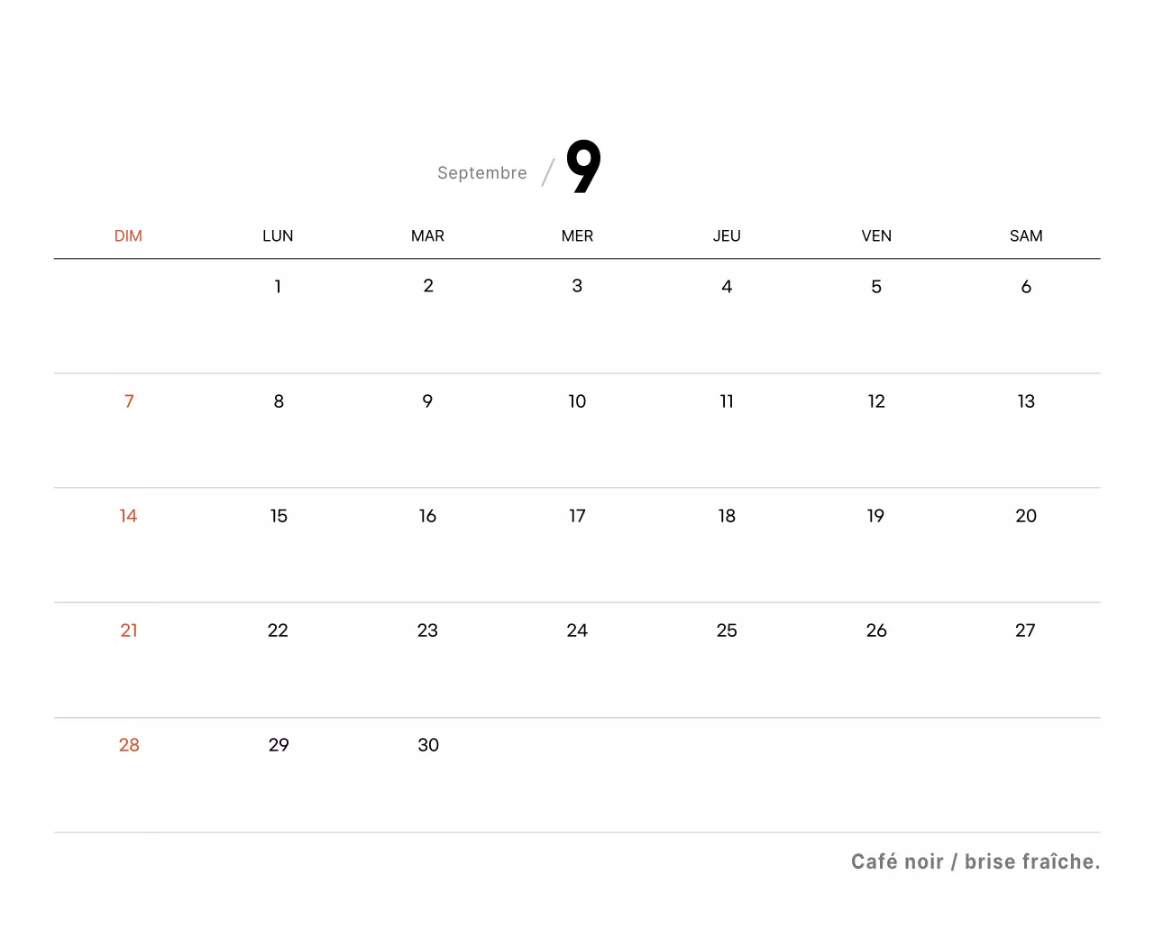 Calendrier de bureau photo simple pour les cafés dans les tons blancs
