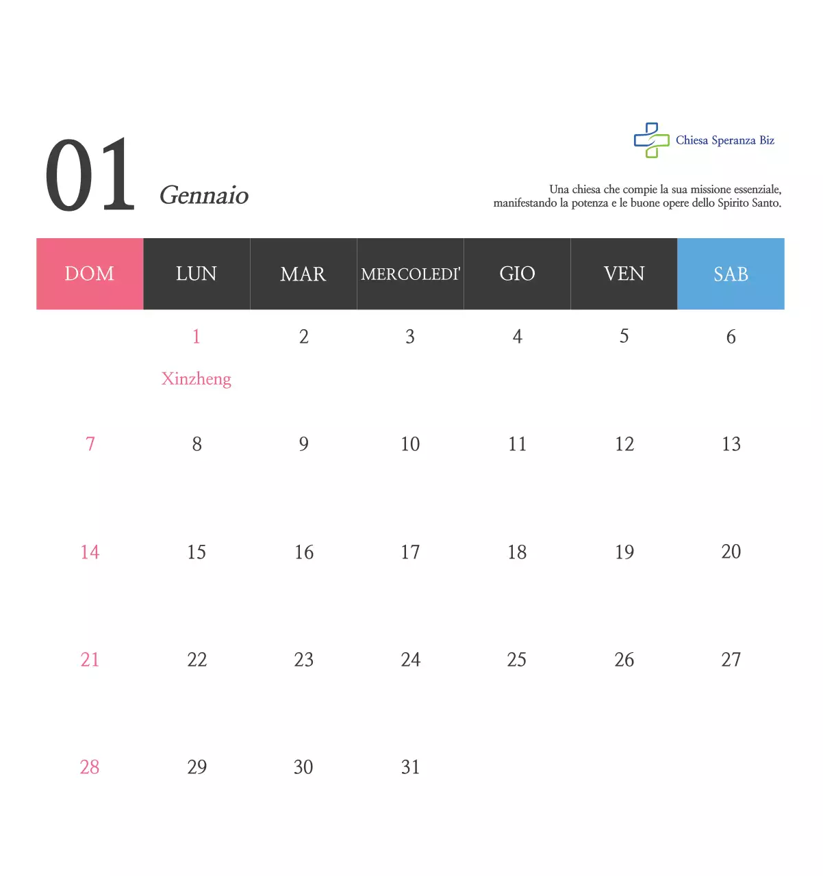 Promozione della chiesa biblica in calligrafia semplice