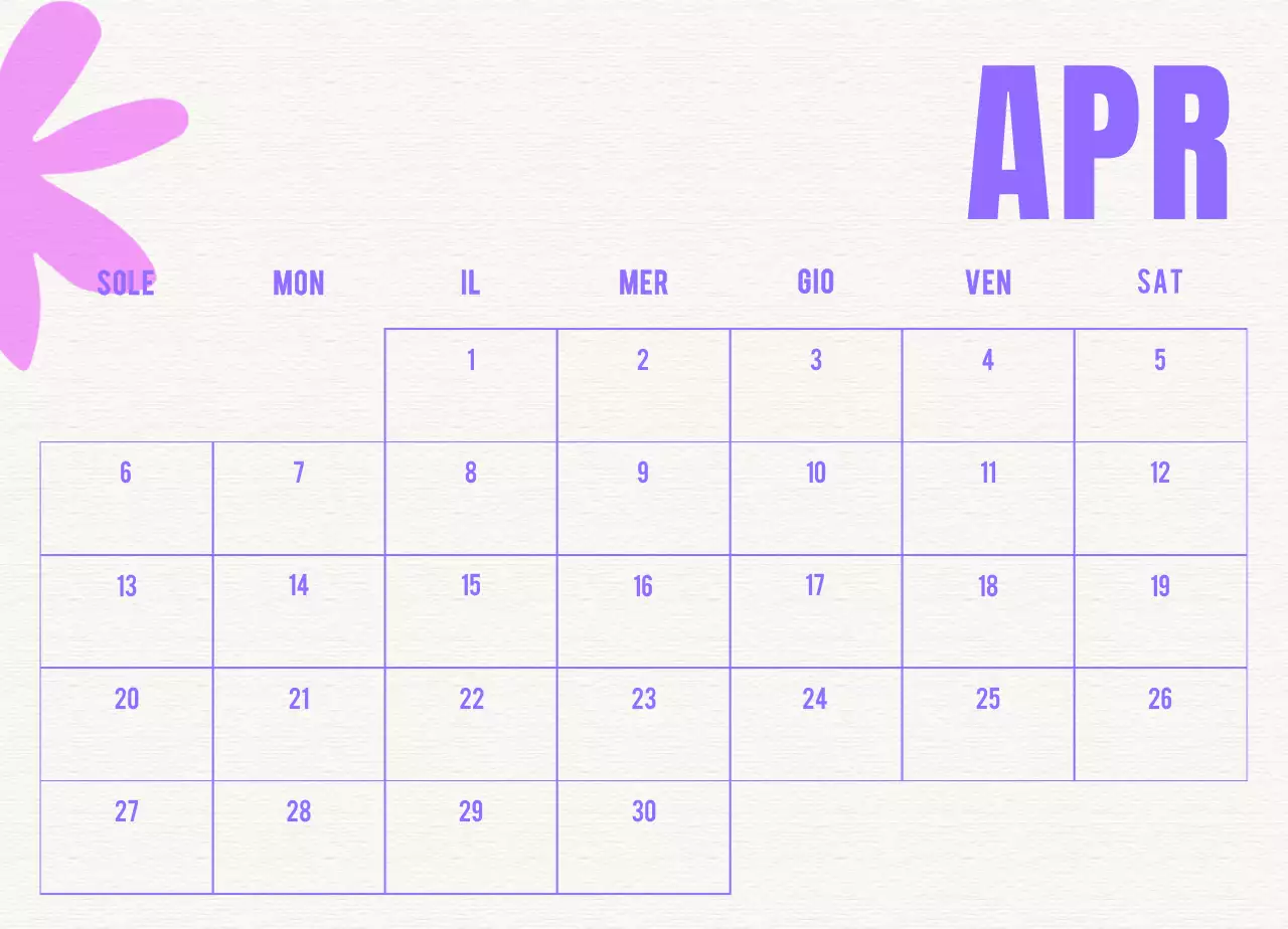 Calendario vintage blu