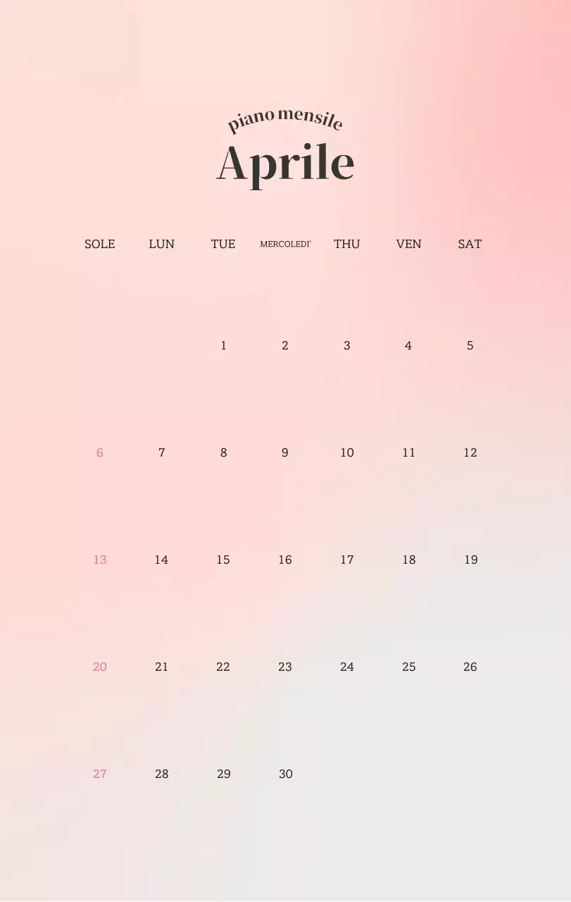 Calendario minimalista a gradi