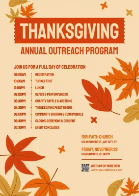 Orange Traditional Thanksgiving Event Poster