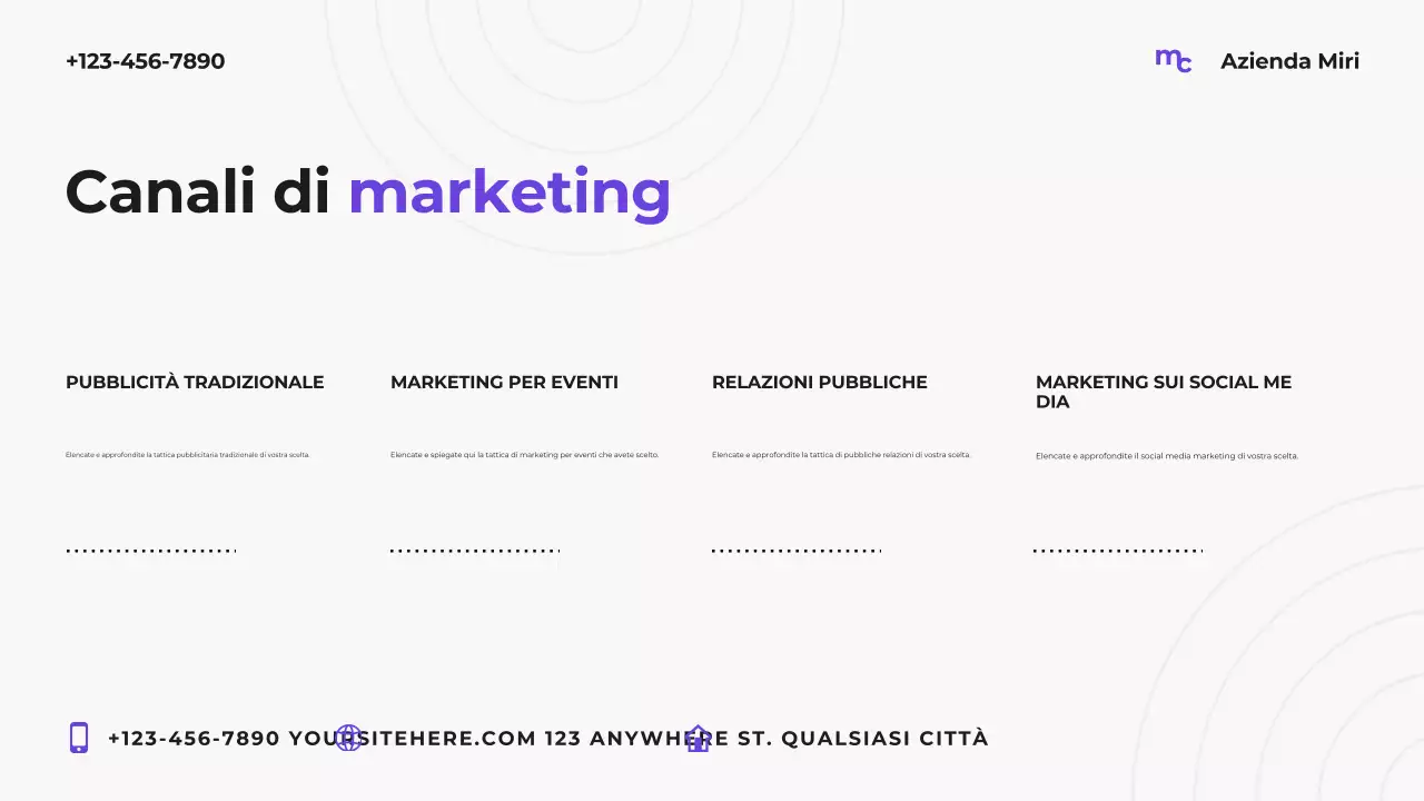 Piano di marketing moderno in viola