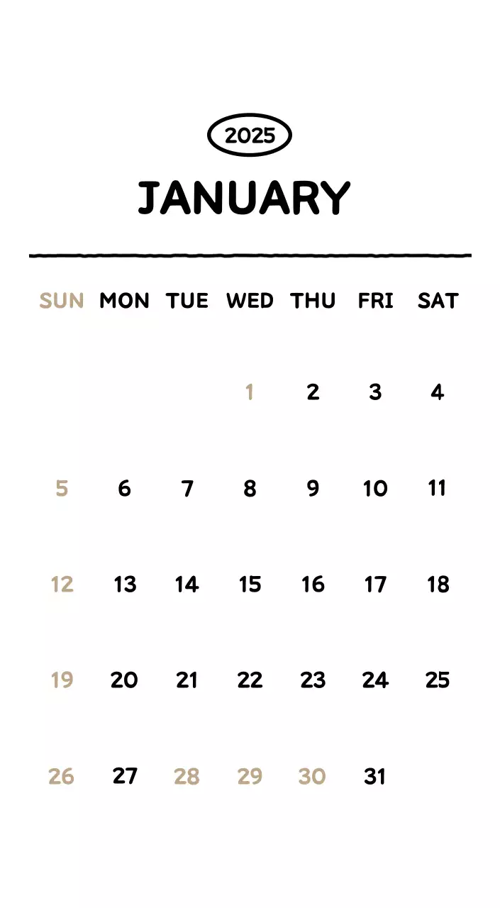 Illustrated calendar with a cute line style