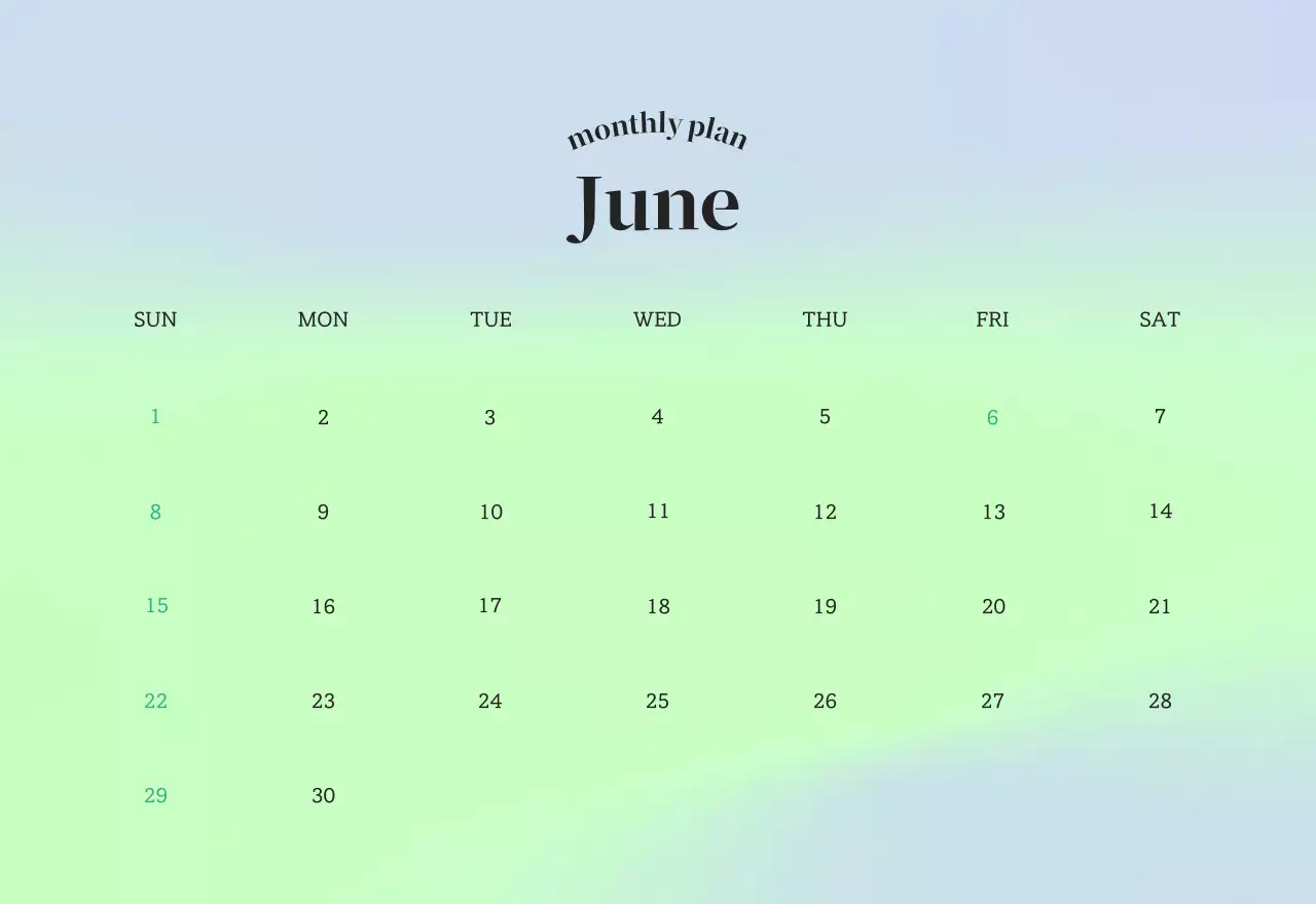 Gradient Minimalist Calendar