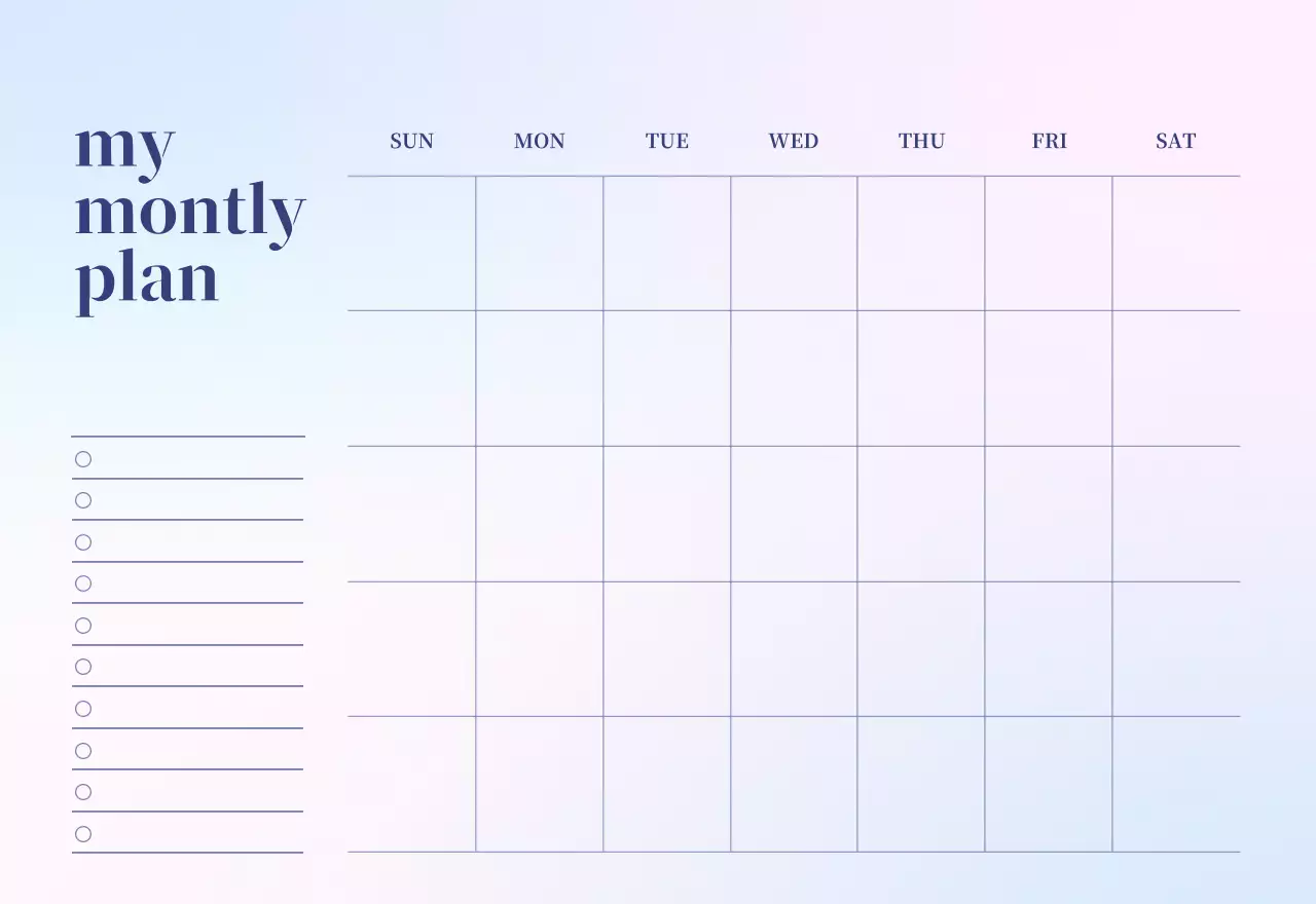 Gradient Minimalist Calendar