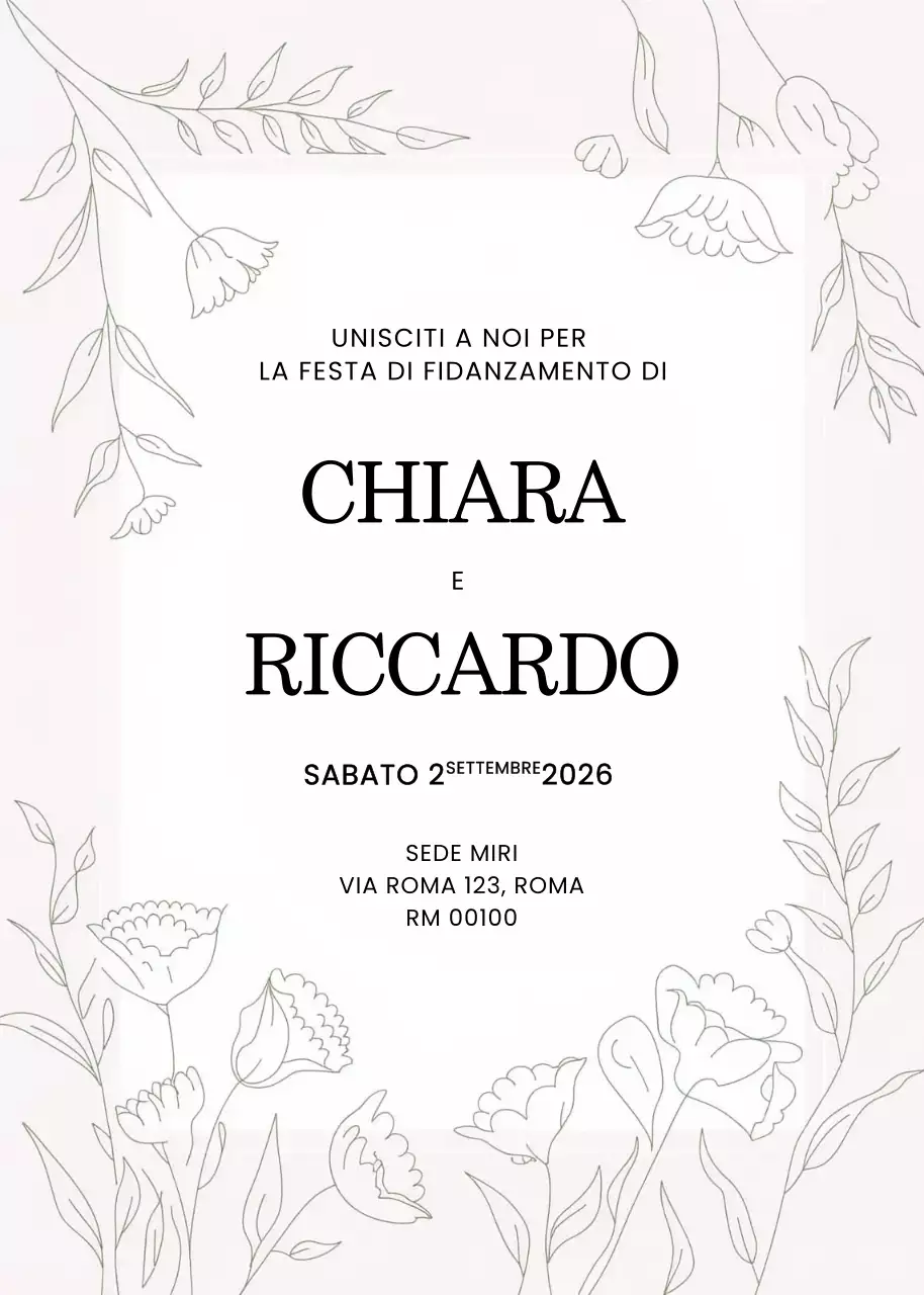 Invito di fidanzamento floreale bianco