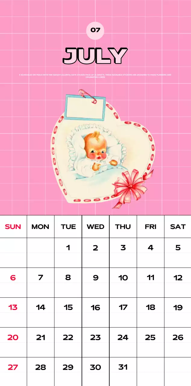 Colorful calendars with a variety of retro illustrations