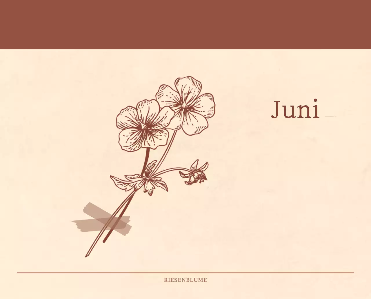 Ein sentimentaler Blumenkalender in hellbraunem und braunem Wollpapierkonzept