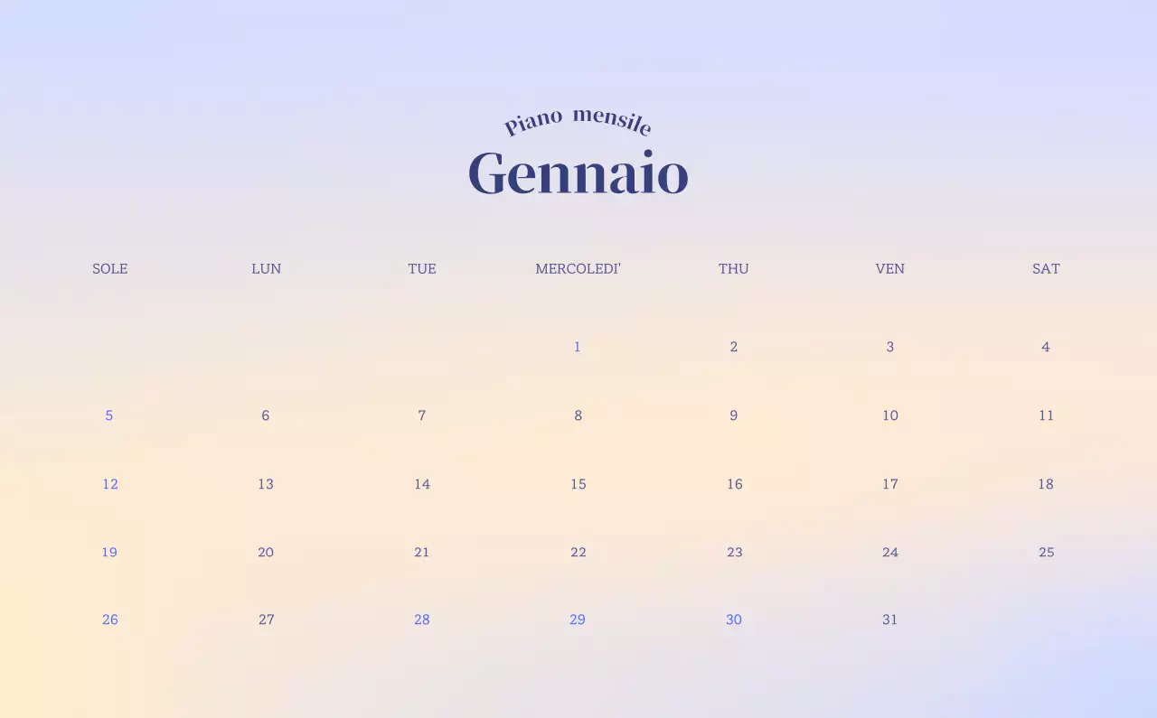 Calendario minimalista a gradi