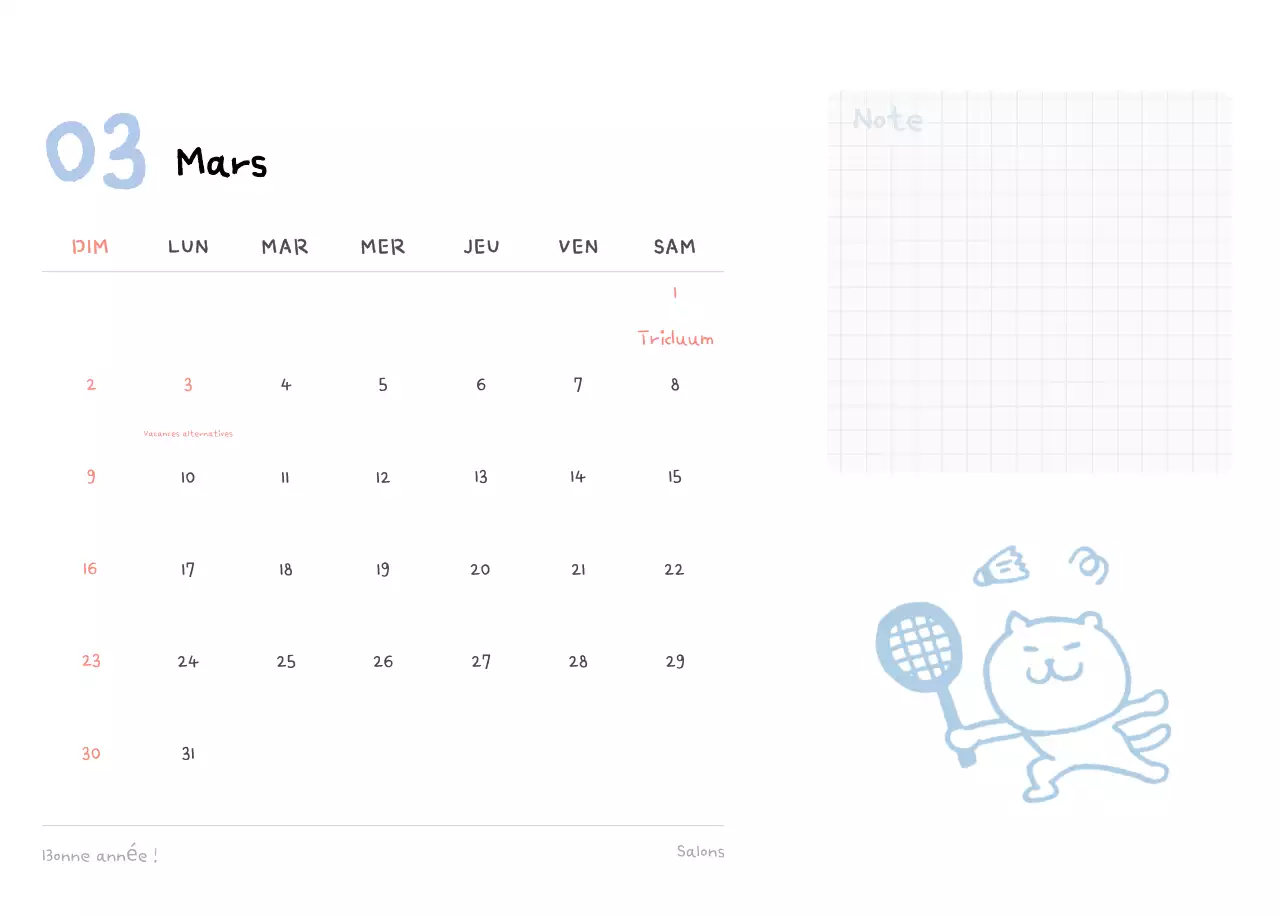 Calendrier journalier en ivoire