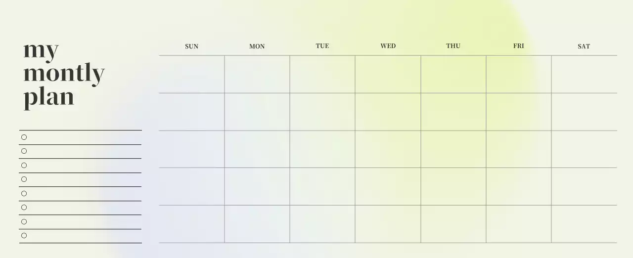 Gradient Minimalist Calendar