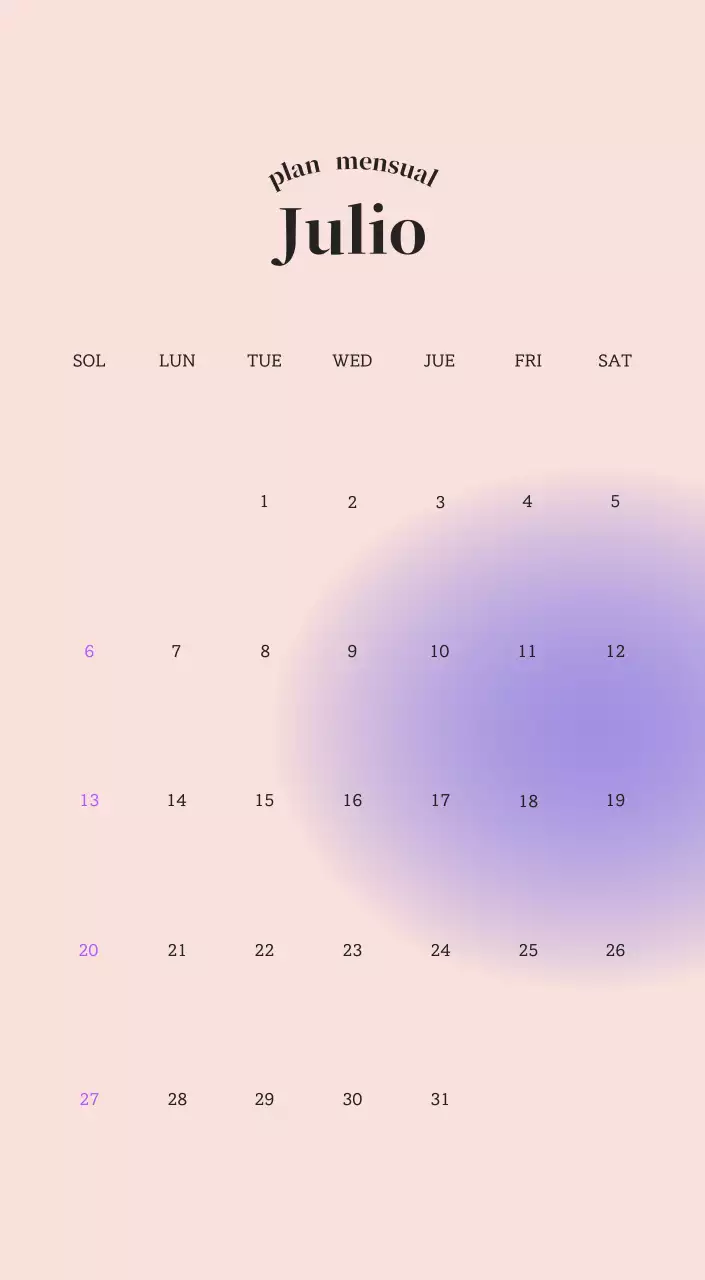 Calendario minimalista degradado
