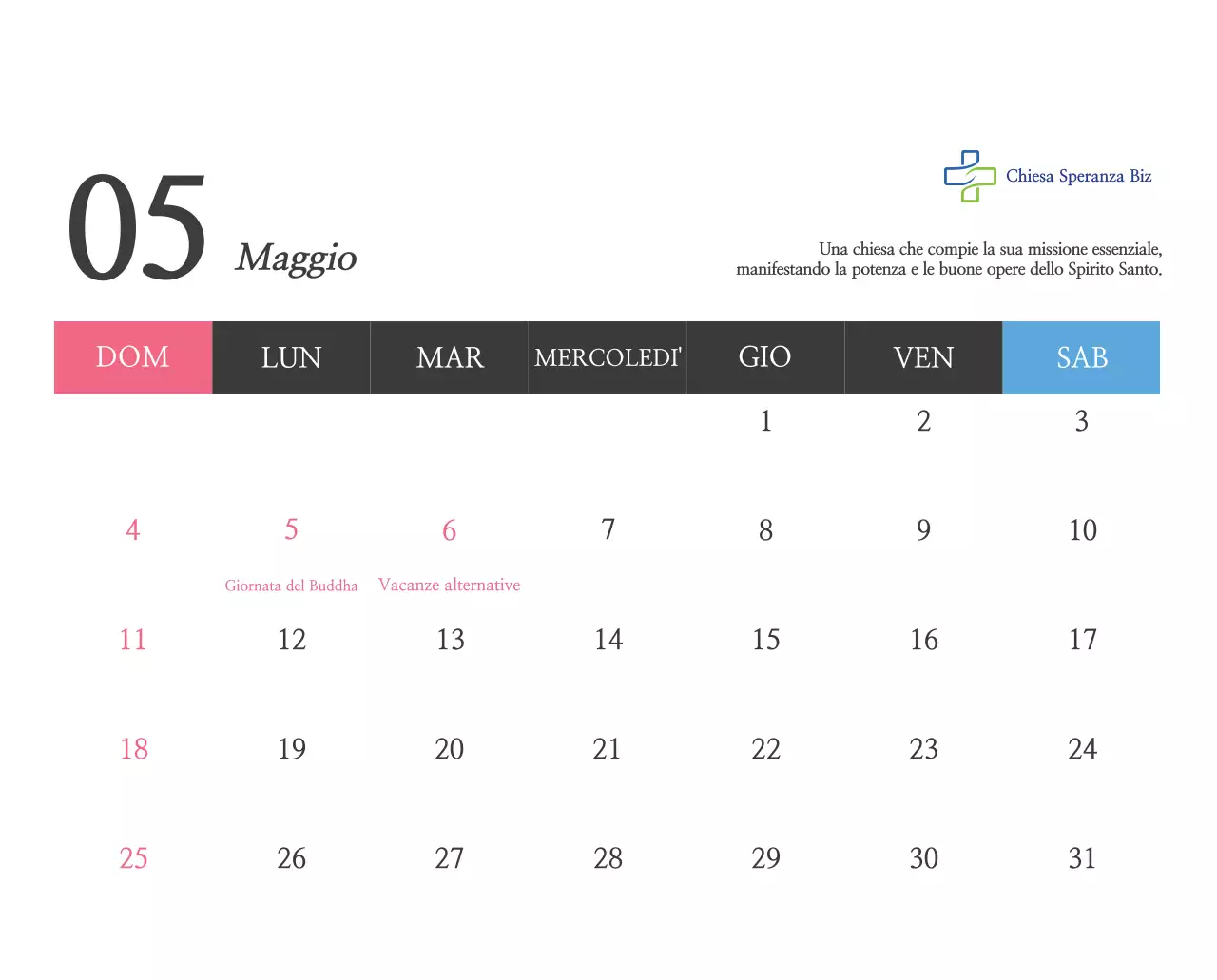 Promozione della chiesa biblica in calligrafia semplice