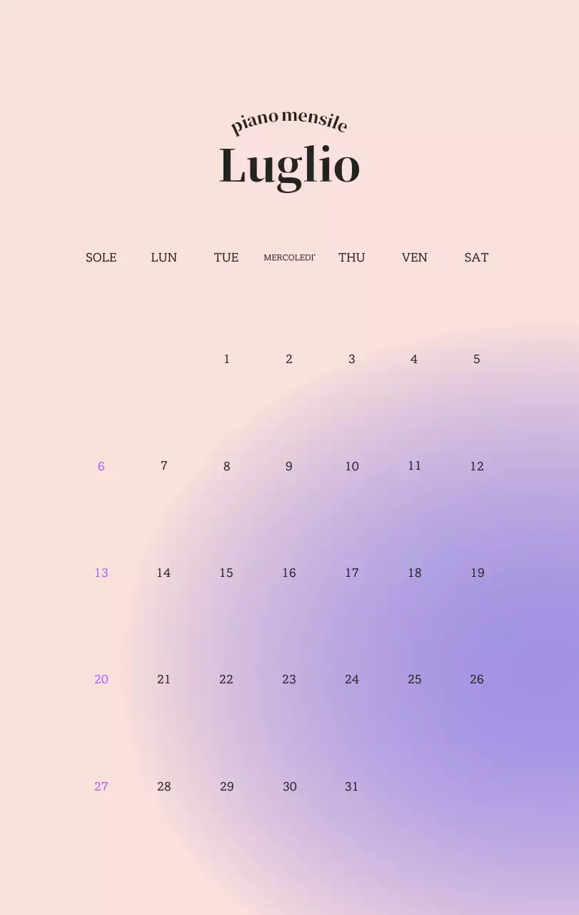 Calendario minimalista a gradi