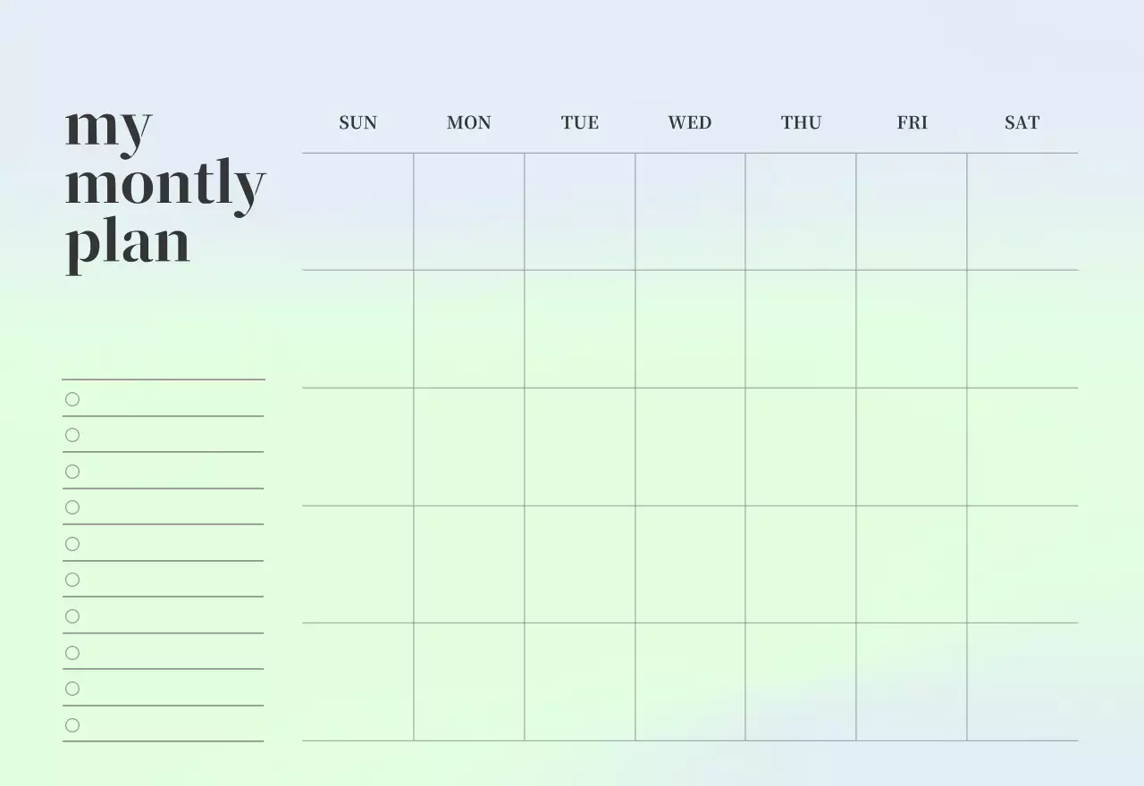 Gradient Minimalist Calendar