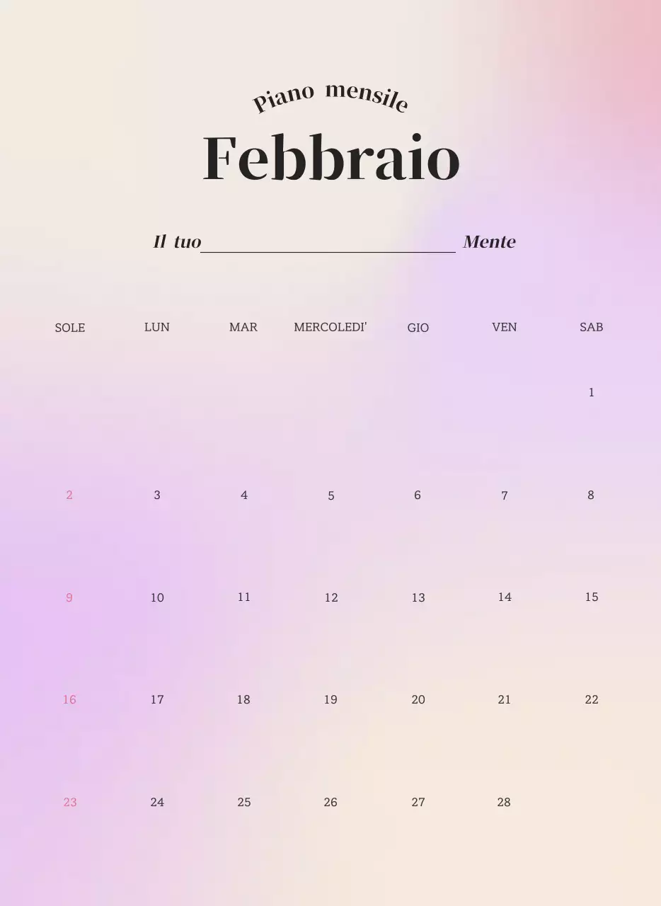 Calendario minimalista a gradi