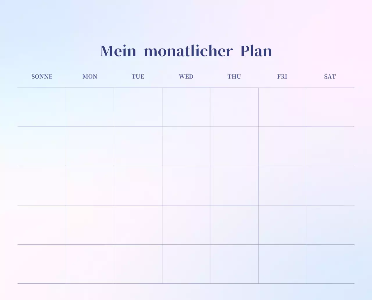 Minimalistischer Kalender mit Farbverlauf