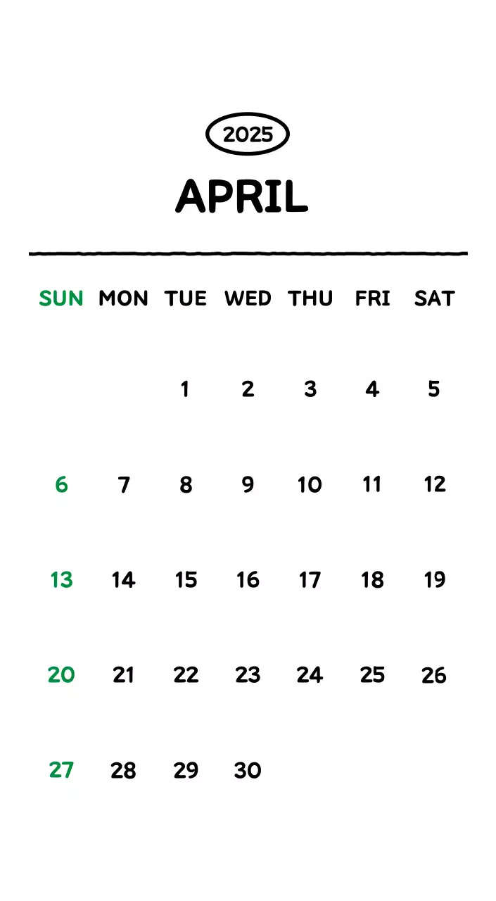 Illustrated calendar with a cute line style