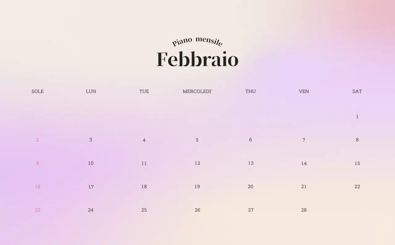Calendario minimalista a gradi