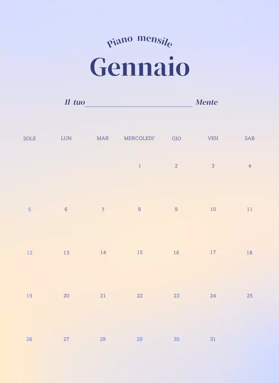 Calendario minimalista a gradi