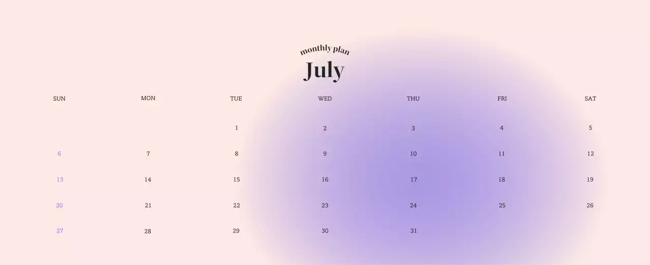 Gradient Minimalist Calendar