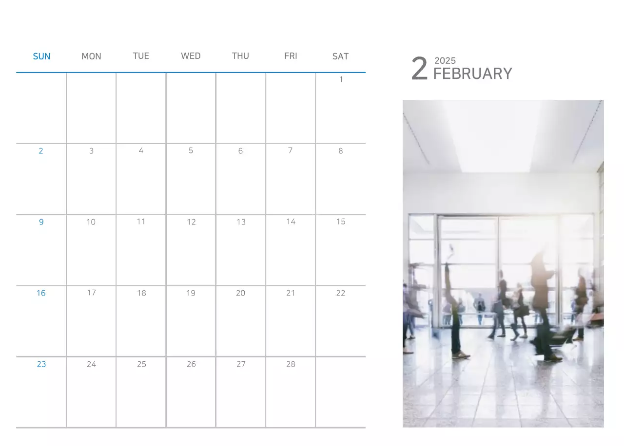 Kalender Biru Minimalis Promosi Perusahaan