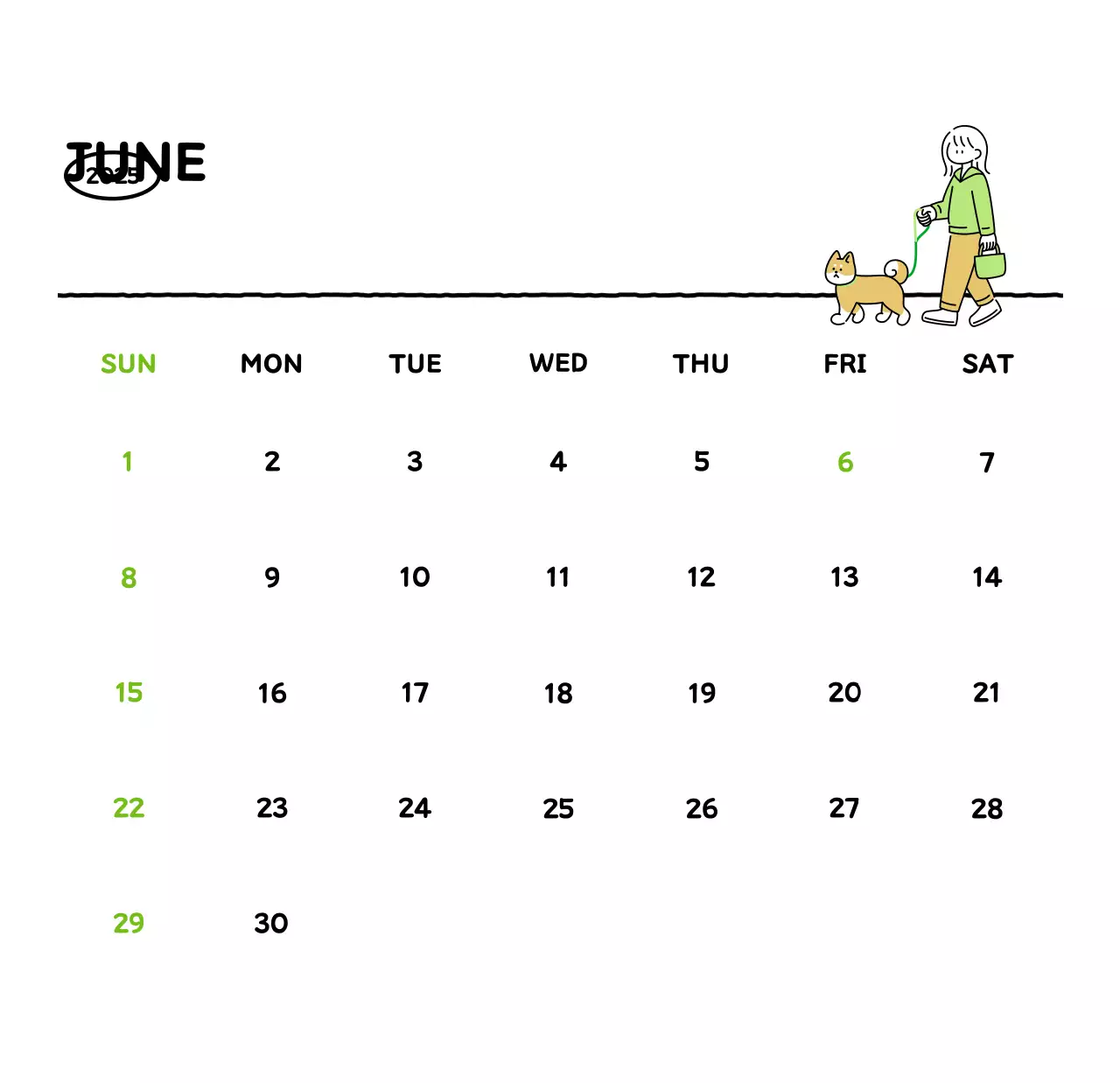 Lịch lịch minh họa phong cách dễ thương