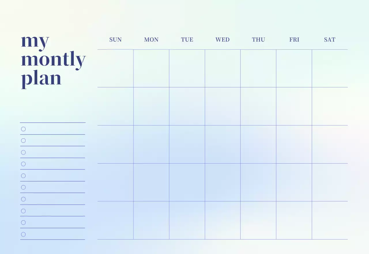 Gradient Minimalist Calendar