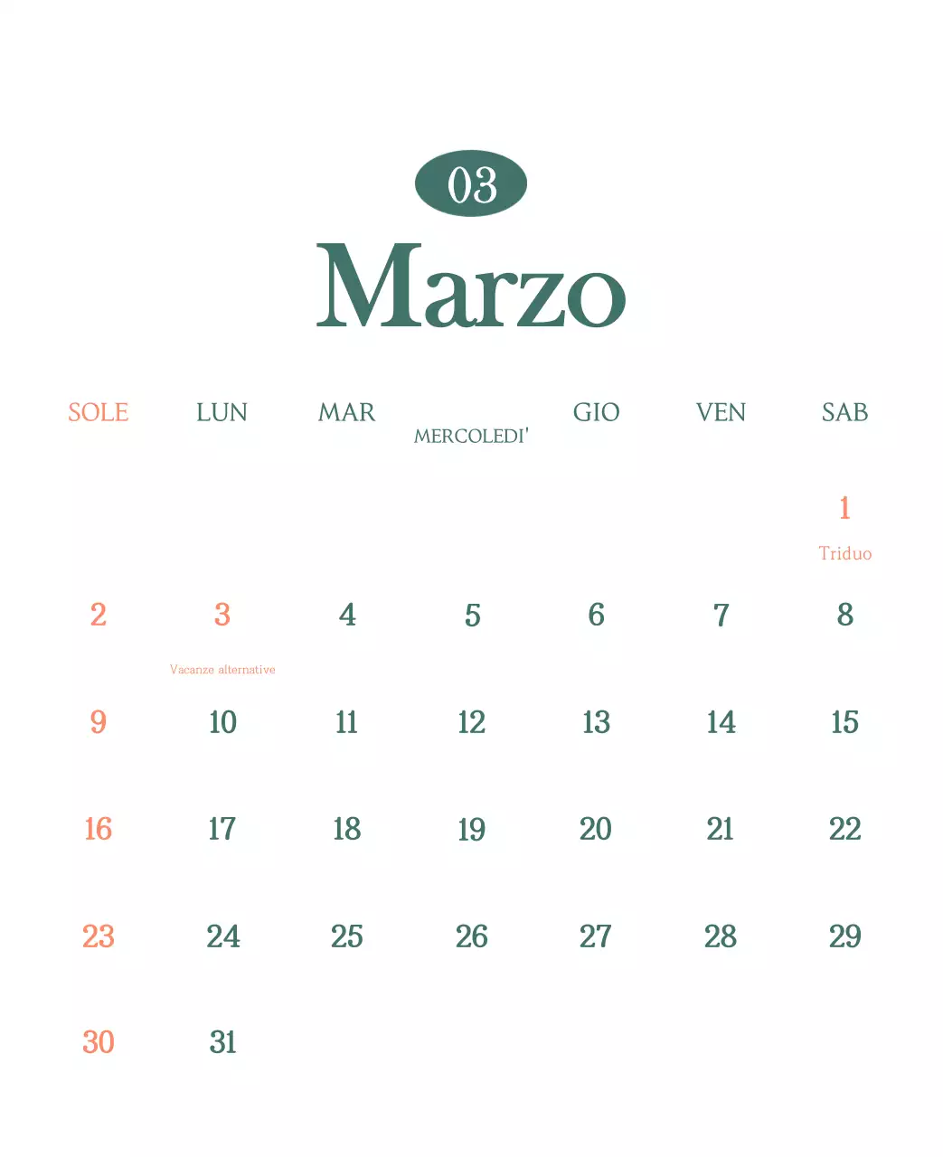 Un moderno calendario dei caffè con i consigli per la bevanda del mese