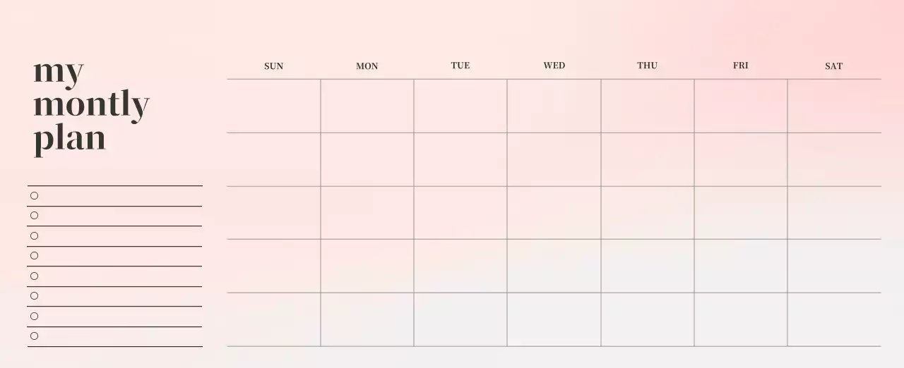 Gradient Minimalist Calendar
