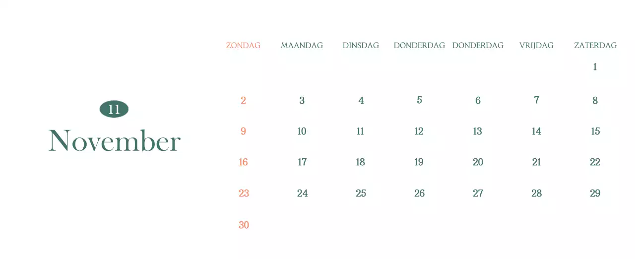 Een moderne cafékalender met aanbevelingen voor de drank van de maand